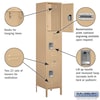 Salsbury Industries 3 Tier Metal Locker, 18"Wx78"Hx18"D, 3 Door, Tan, Unassembled 18-53168TN-U